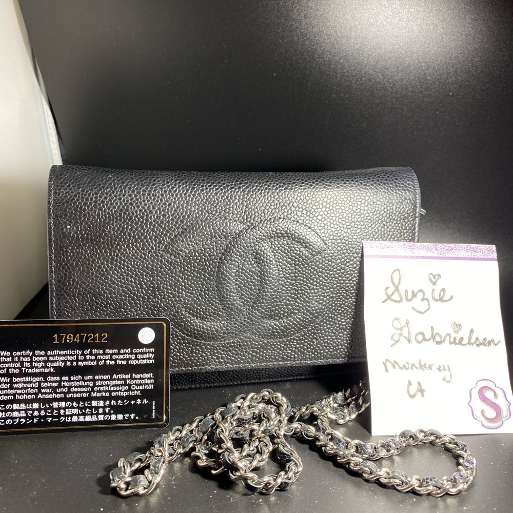 SOLD Chanel caviar leather CC woc wallet on chain